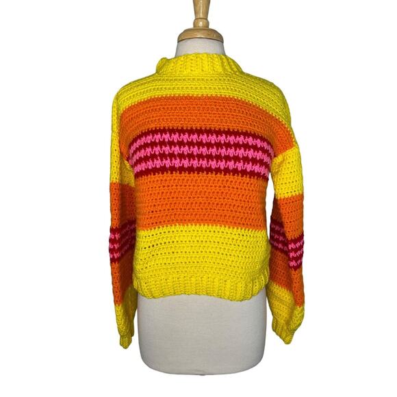 Sunset Stripe Chunky Knit Crop Sweater Womens Small-Medium Unbranded - Picture 1 of 9
